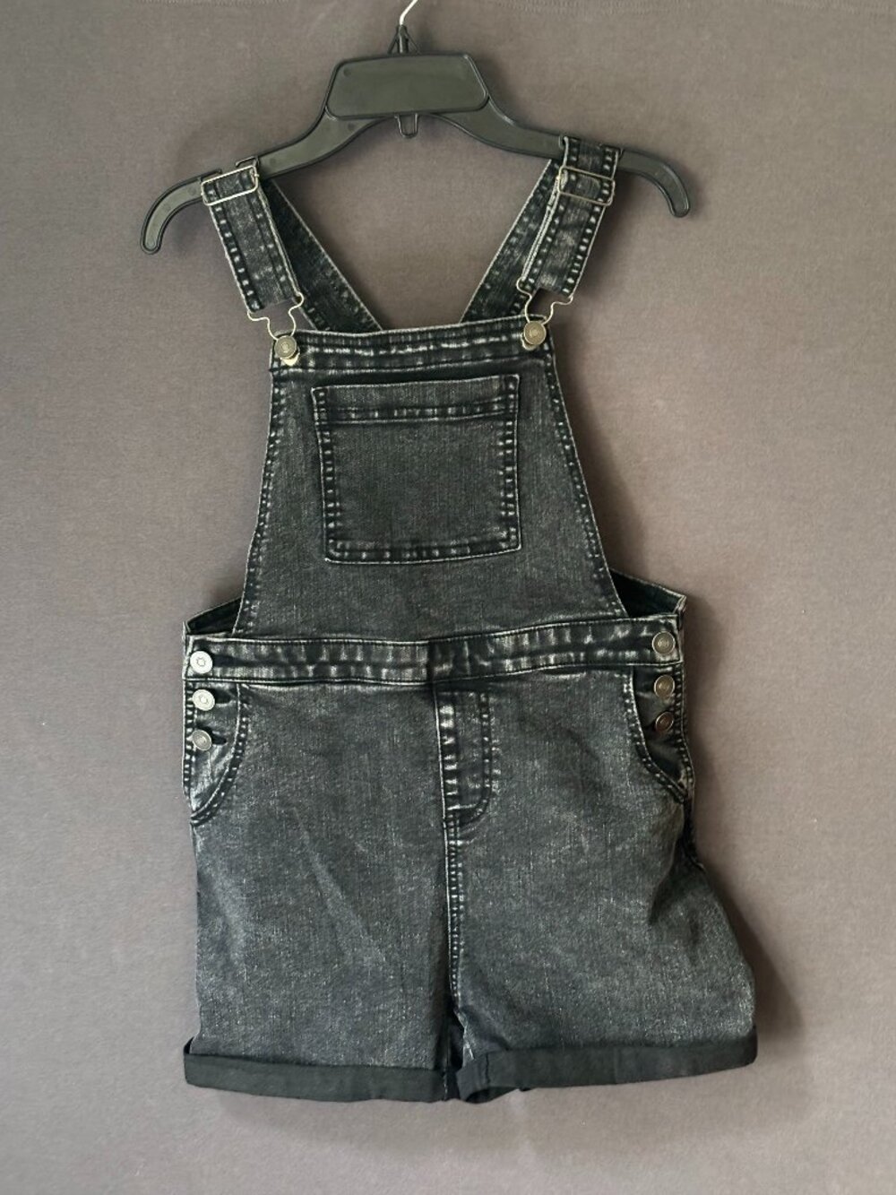 Weissman Charcoal Acid Wash Denim Bib Overall Shorts Shortalls Dance Costume LC